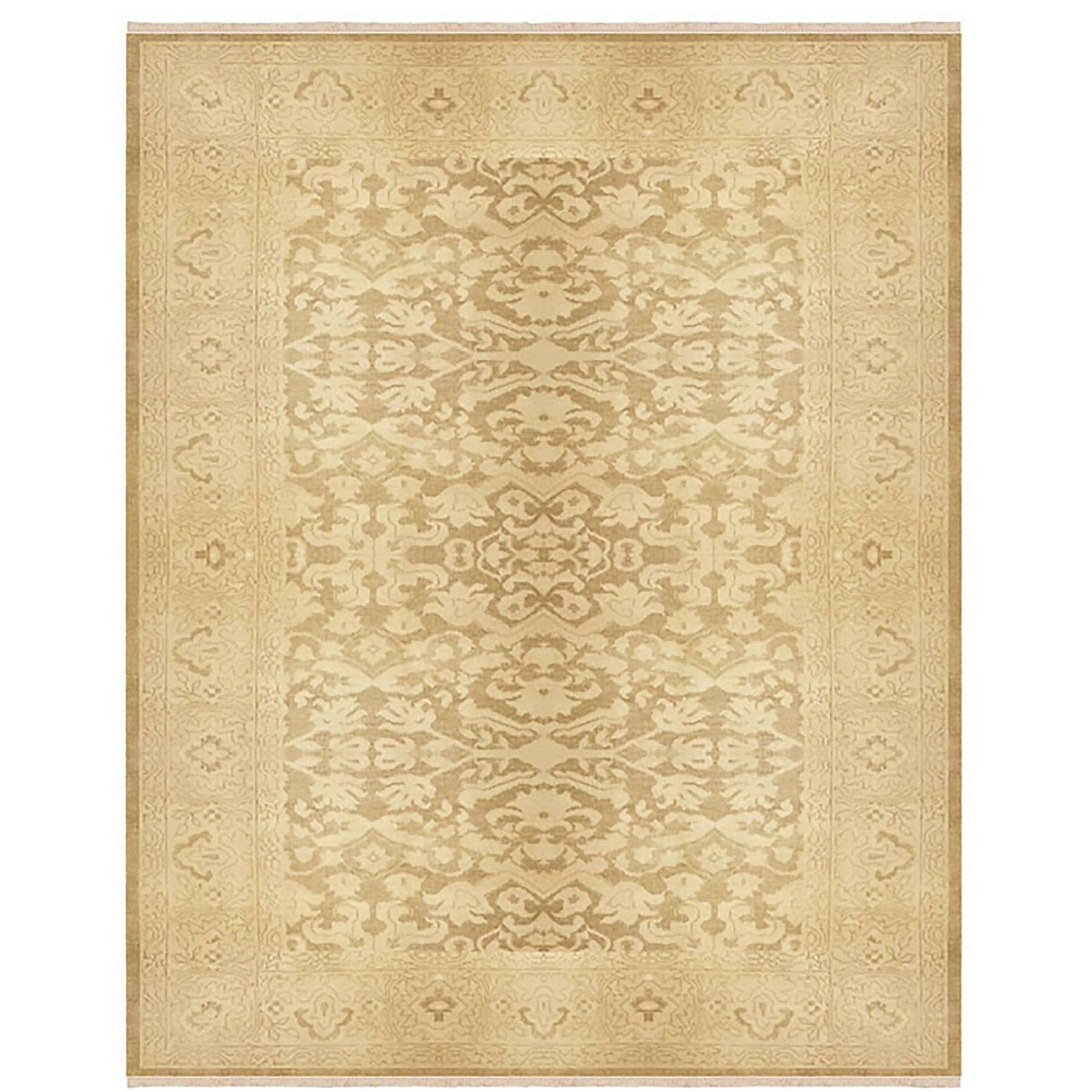 10x14 Beige, Gold, Muted Earth Tones Color Hand Knotted Antique Reproduction Wool Traditional Oriental Rug