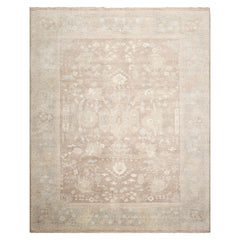 8x10 Brown, Gray, Beige Color Hand Knotted Afghan Oushak Wool Traditional Oriental Rug