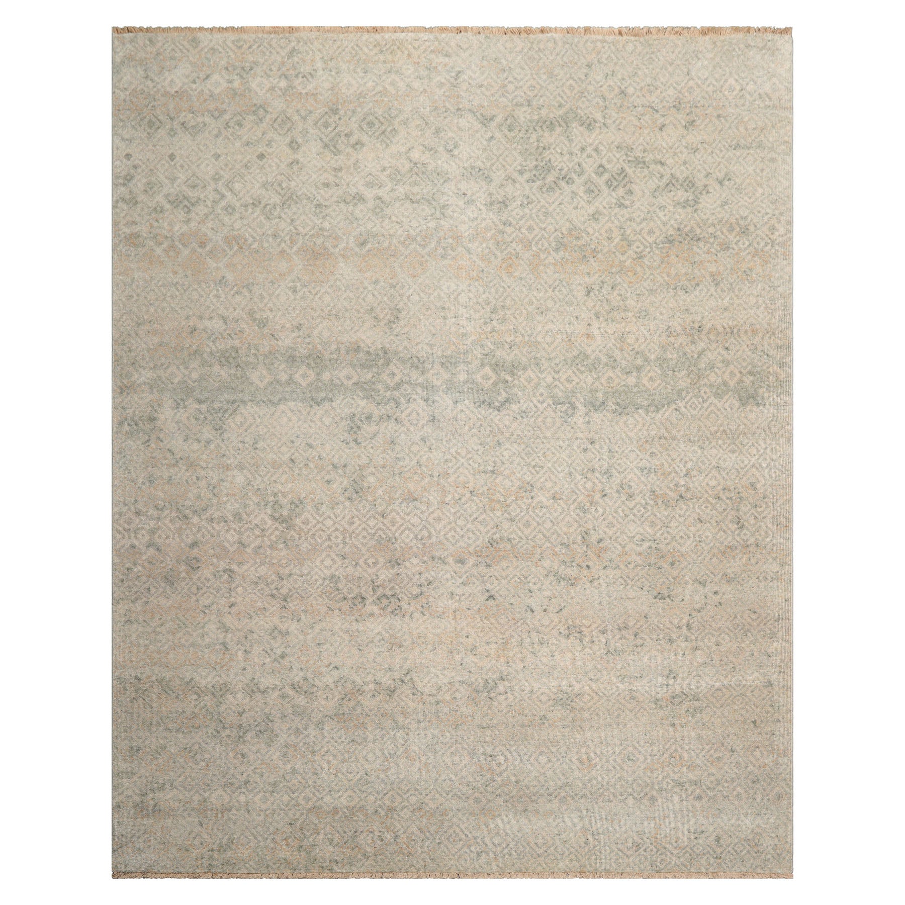 8x10 Gray, Beige, Green Color Hand Knotted Afghan Oushak Wool Traditional Oriental Rug