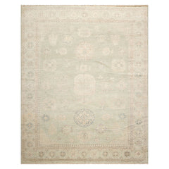 8x10 Mint, Beige, Gray Color Hand Knotted Afghan Oushak Wool Traditional Oriental Rug