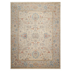 9x12 Beige, Gray, Red Color Hand Knotted Khyber Wool Traditional Oriental Rug