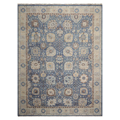9x12 Blue, Gray, Beige Color Hand Knotted Distressed Wool Traditional Oriental Rug