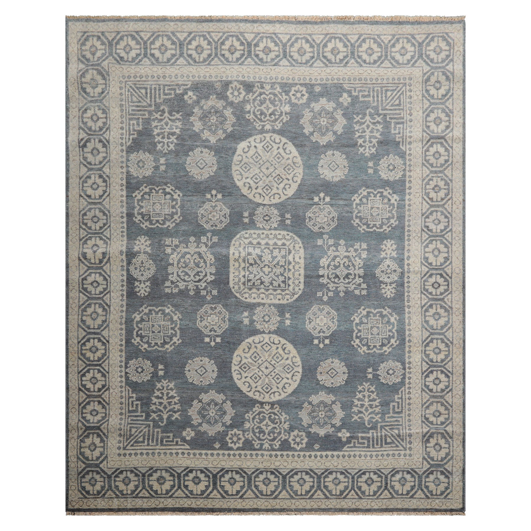 8x10 Slate, Gray, Brown Color Hand Knotted Afghan Oushak Wool Traditional Oriental Rug