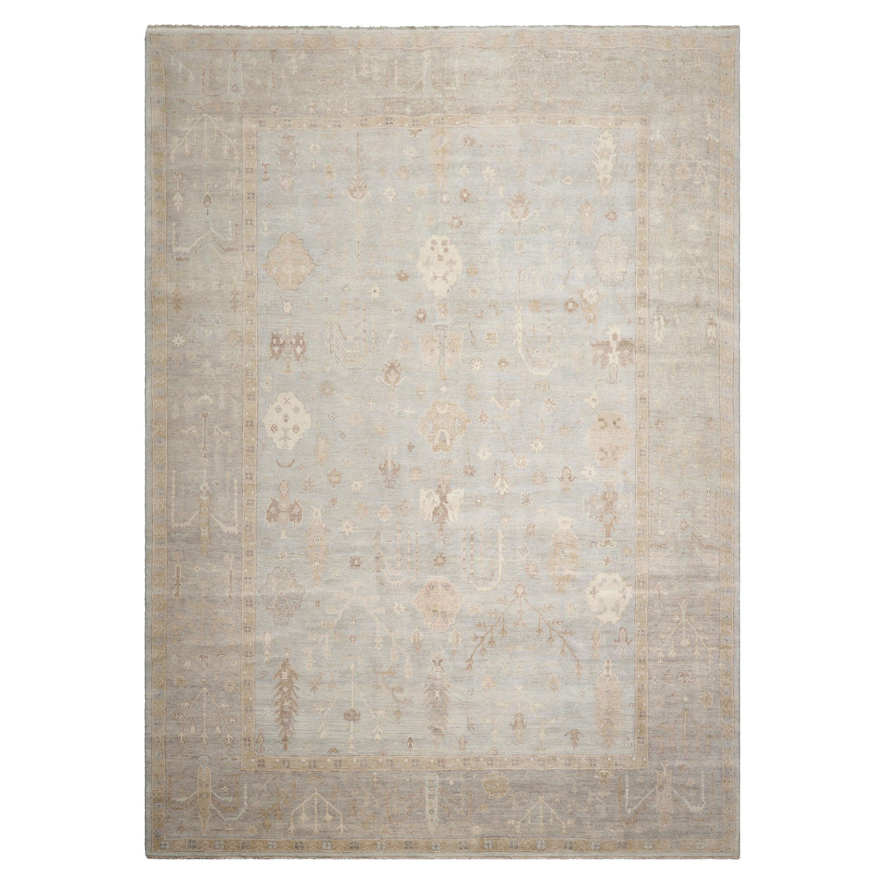 10X14 Mint, Taupe, Brown Color Hand Knotted Afghan Oushak Wool Traditional Oriental Rug