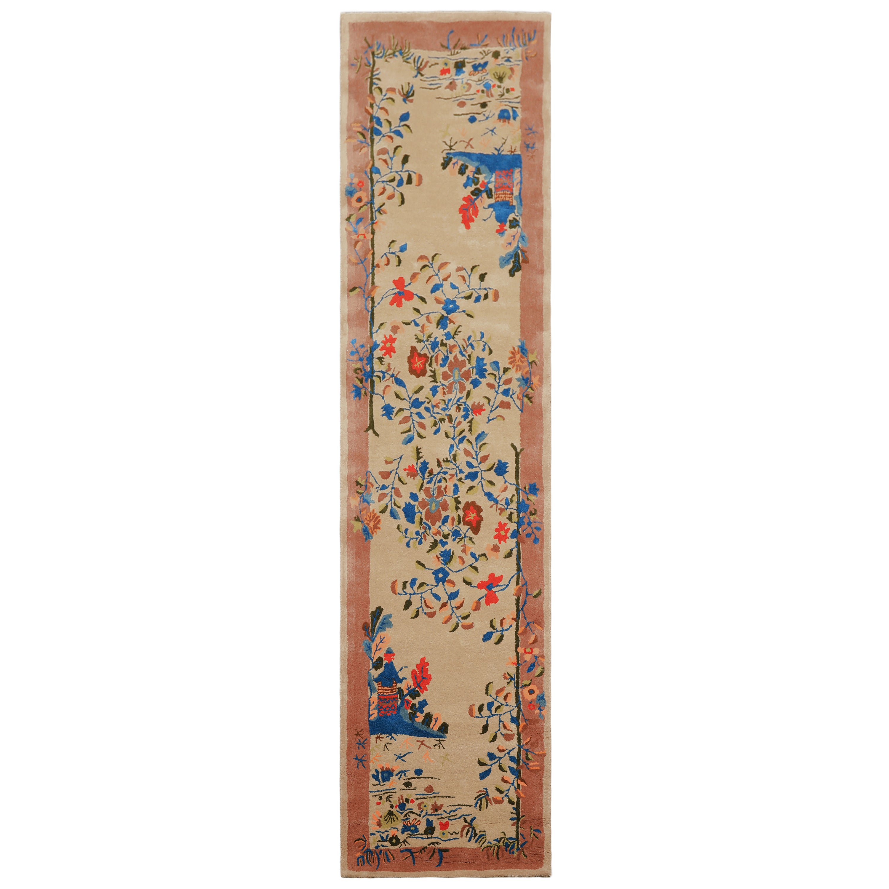 Chinese Art Deco New Zealand Wool Hand Tufted Beige Oriental Rug LoomBloom Multi Sizes