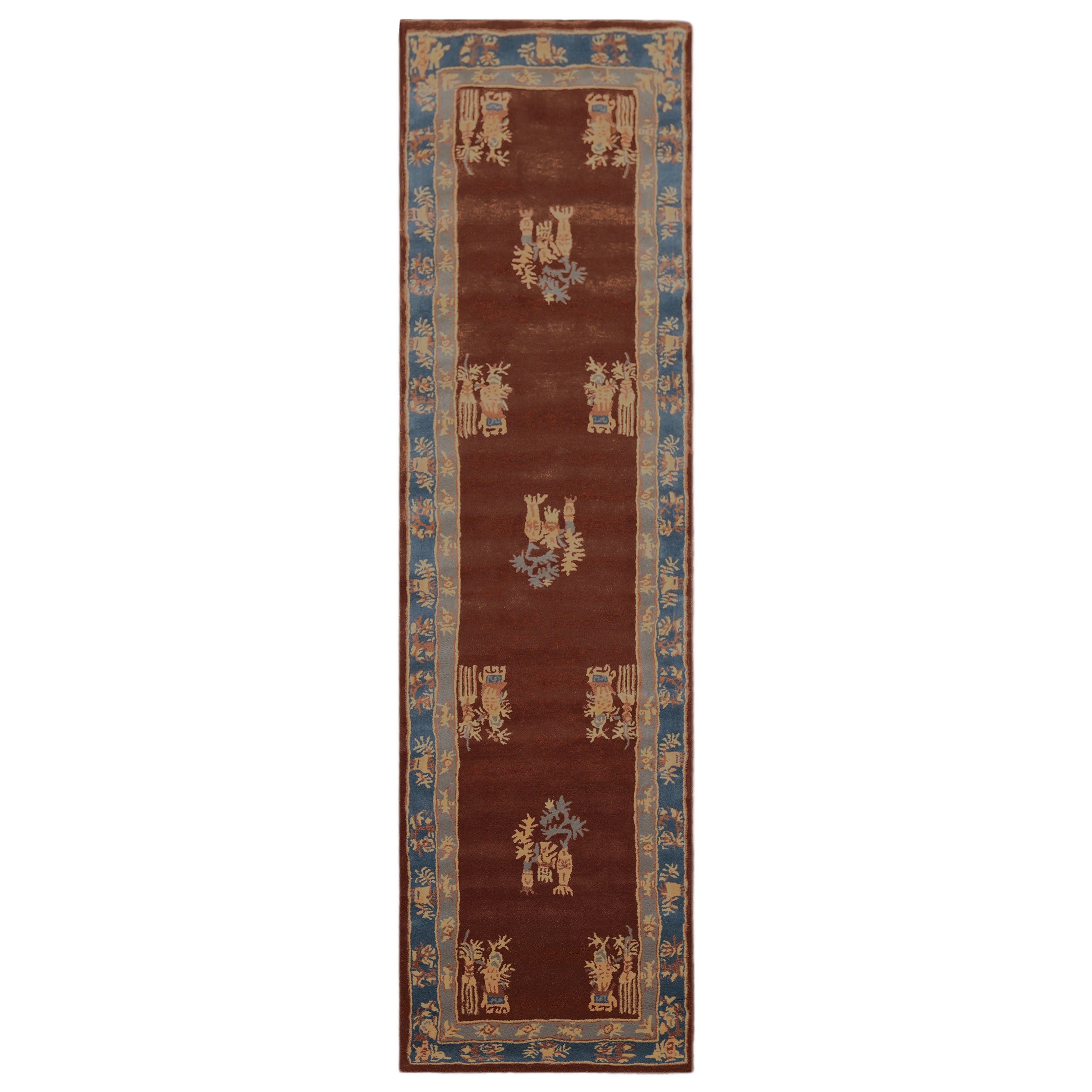 Multi Size Vase Brown Area Rug by LoomBloom Hand Tufted Transitional Chinese Art Deco in New Zealand Wool