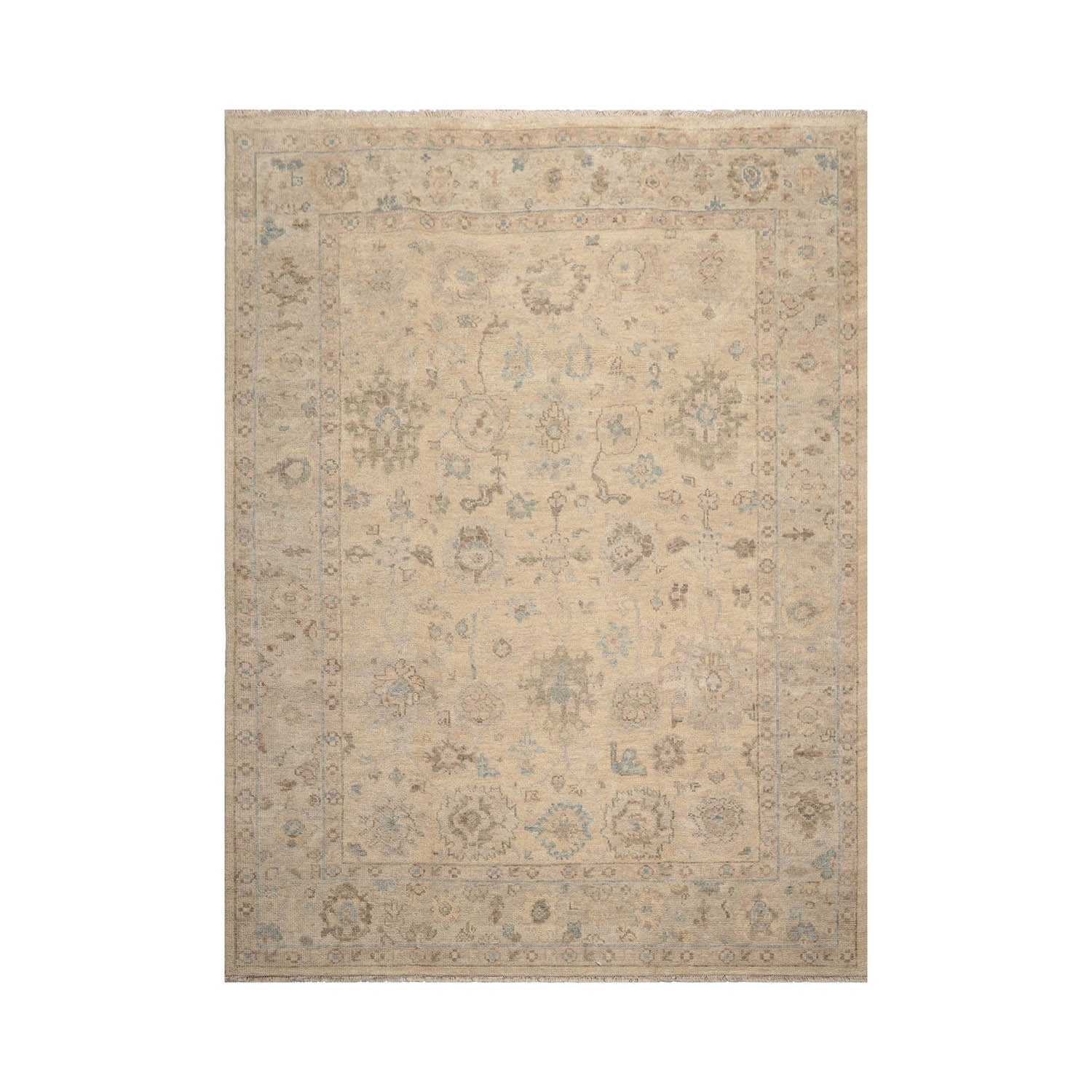 Wojciech Hand Knotted Oriental Area Rug LoomBloom Beige Oushak Wool 8'11''x11'10''