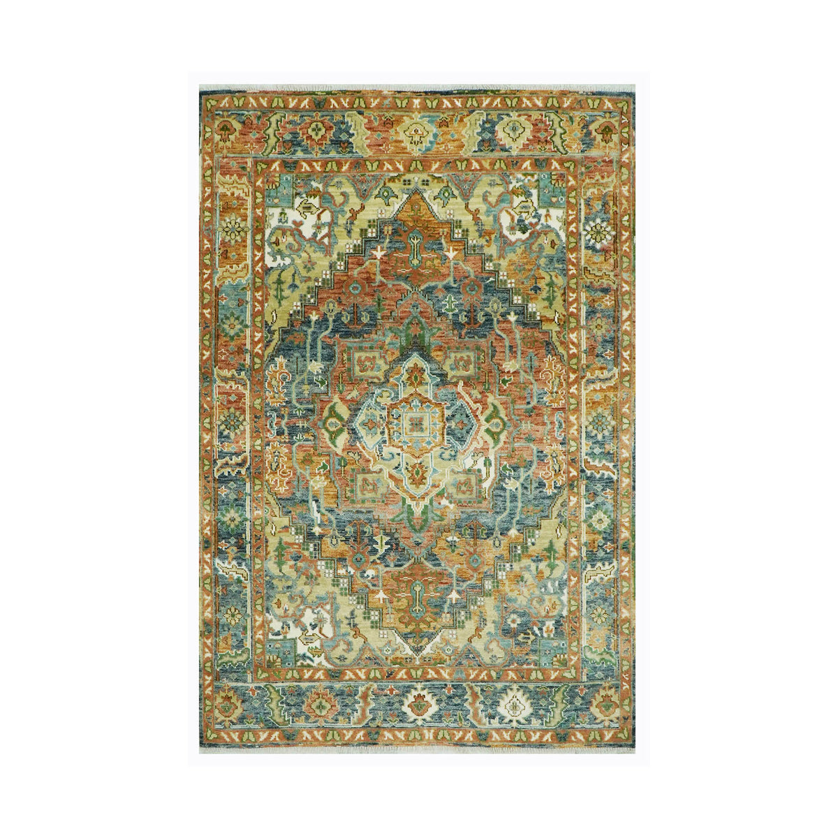 Timeless Tradition Rust Multi Size 100% Wool Turkish Oushak Rug from LoomBloom