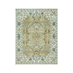 LoomBloom 9x12 Oriental Area Rug in Green Traditional Oushak Wool Hand Knotted