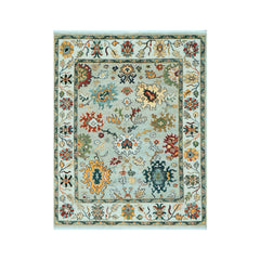 LoomBloom 8x10 Oriental Area Rug in Mint Arts & Crafts Oushak Wool Hand Knotted