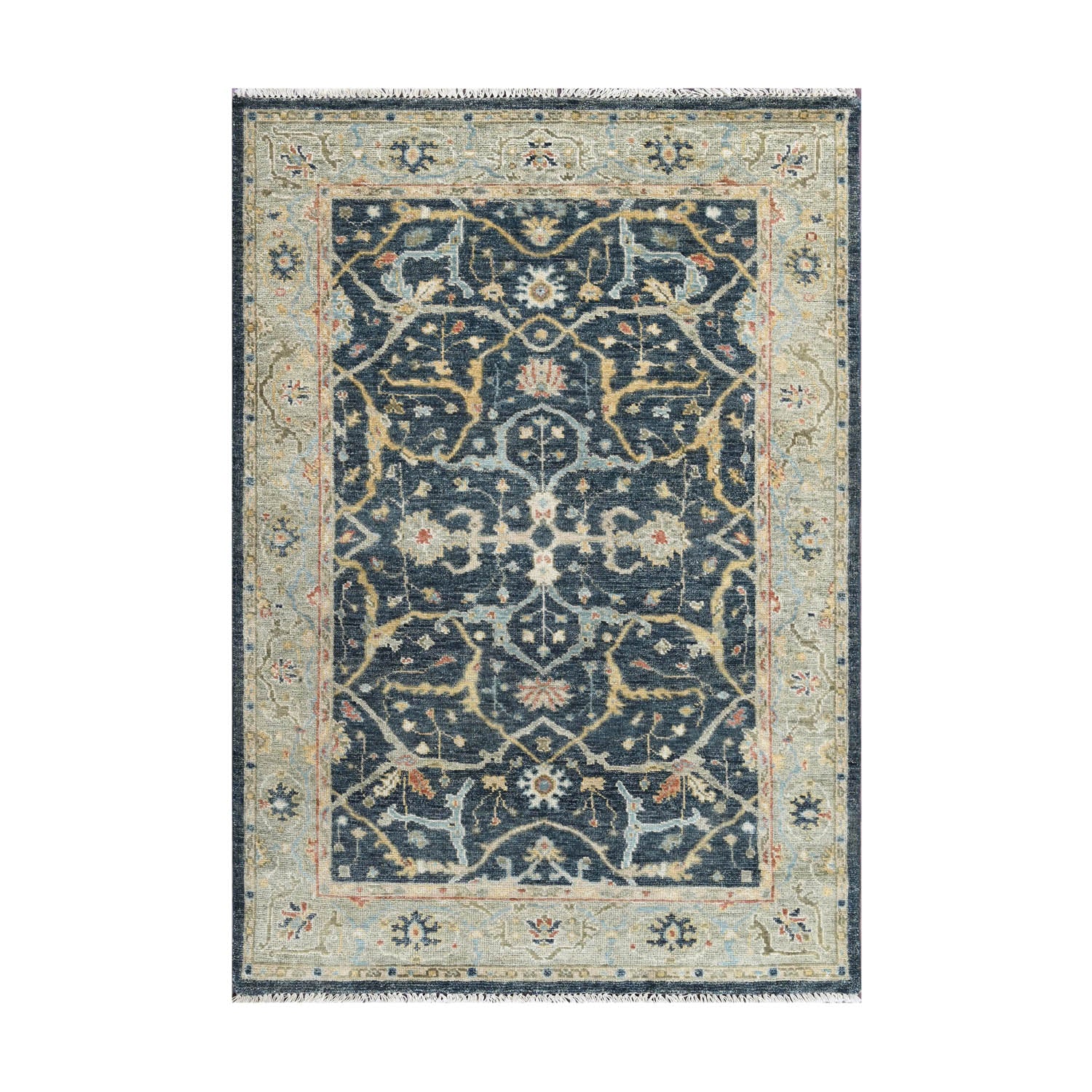 Starling LoomBloom Hand Knotted Traditional Oushak Wool Oriental Area Rug in Blue Multi Sizes