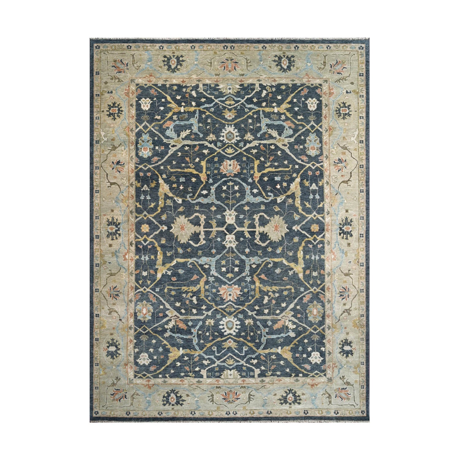 Starling LoomBloom Hand Knotted Traditional Oushak Wool Oriental Area Rug in Blue Multi Sizes