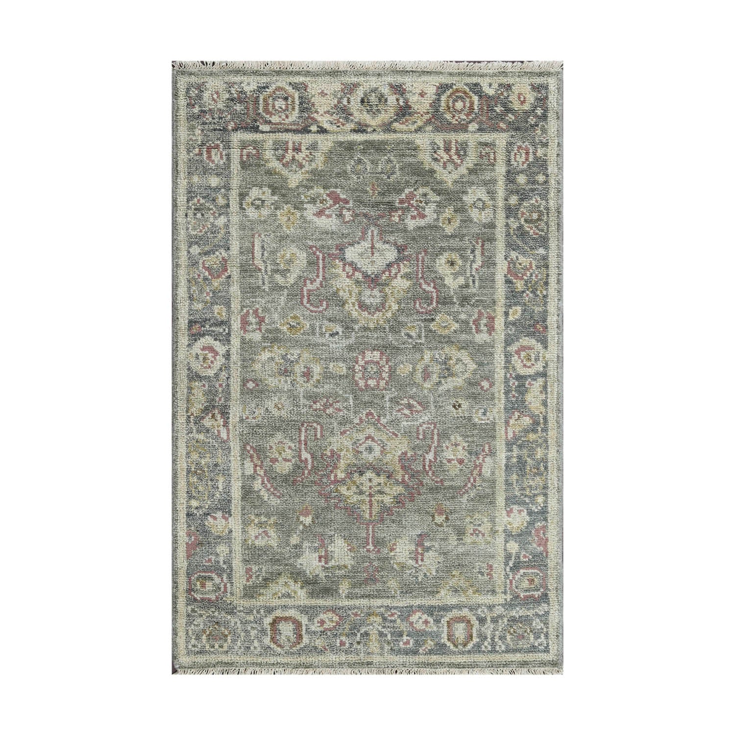 Surrender LoomBloom Multi Size Moss Handcrafted Oushak Wool Area Rug with Traditional Design