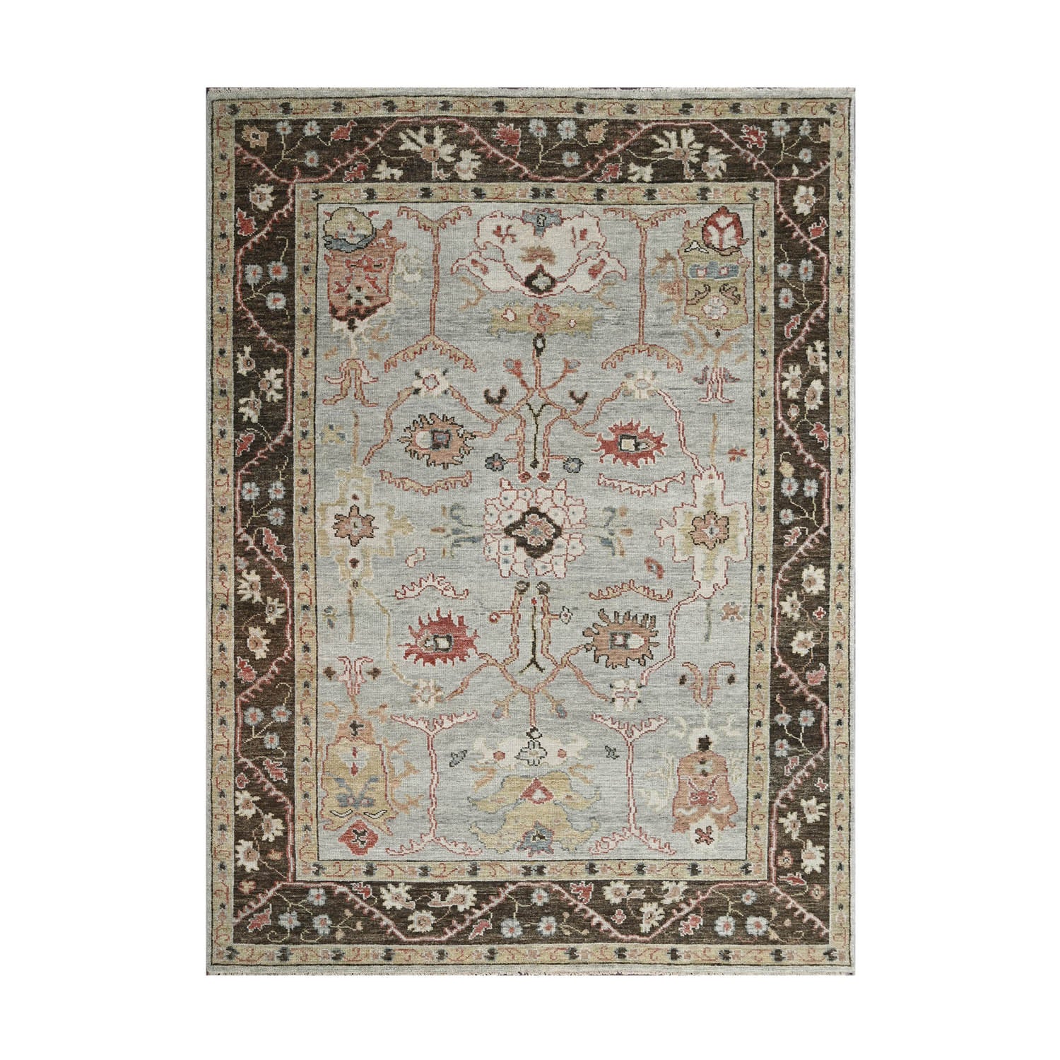 Swell LoomBloom Multi Size Moss Handcrafted Oushak Wool Area Rug with Traditional Design