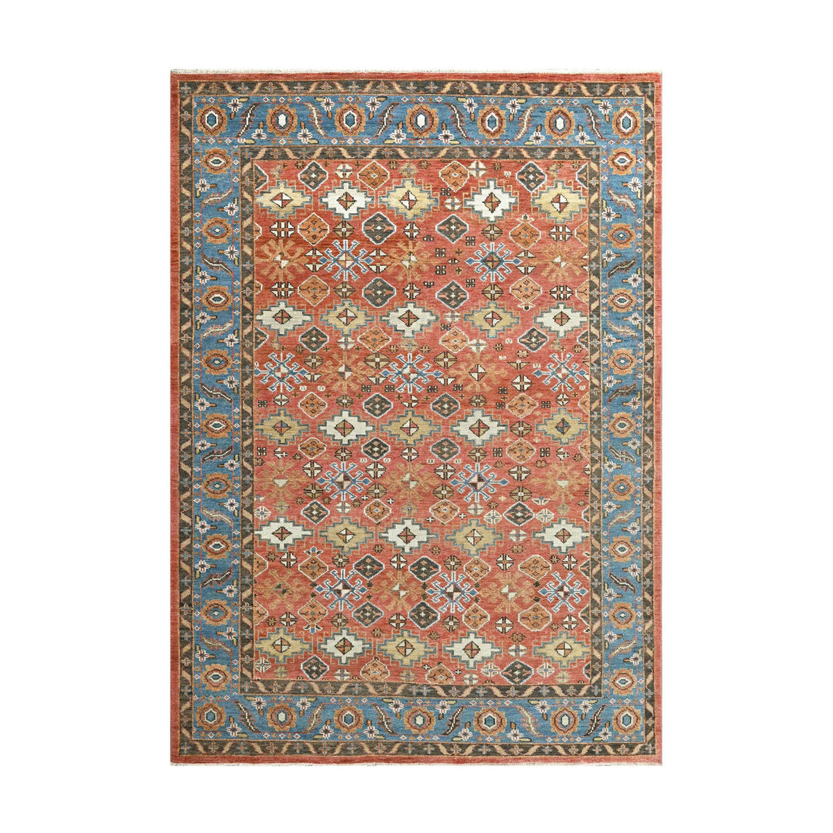 LoomBloom Multi Size Coral Hand Knotted Oushak Wool Area Rug for a Unique Look