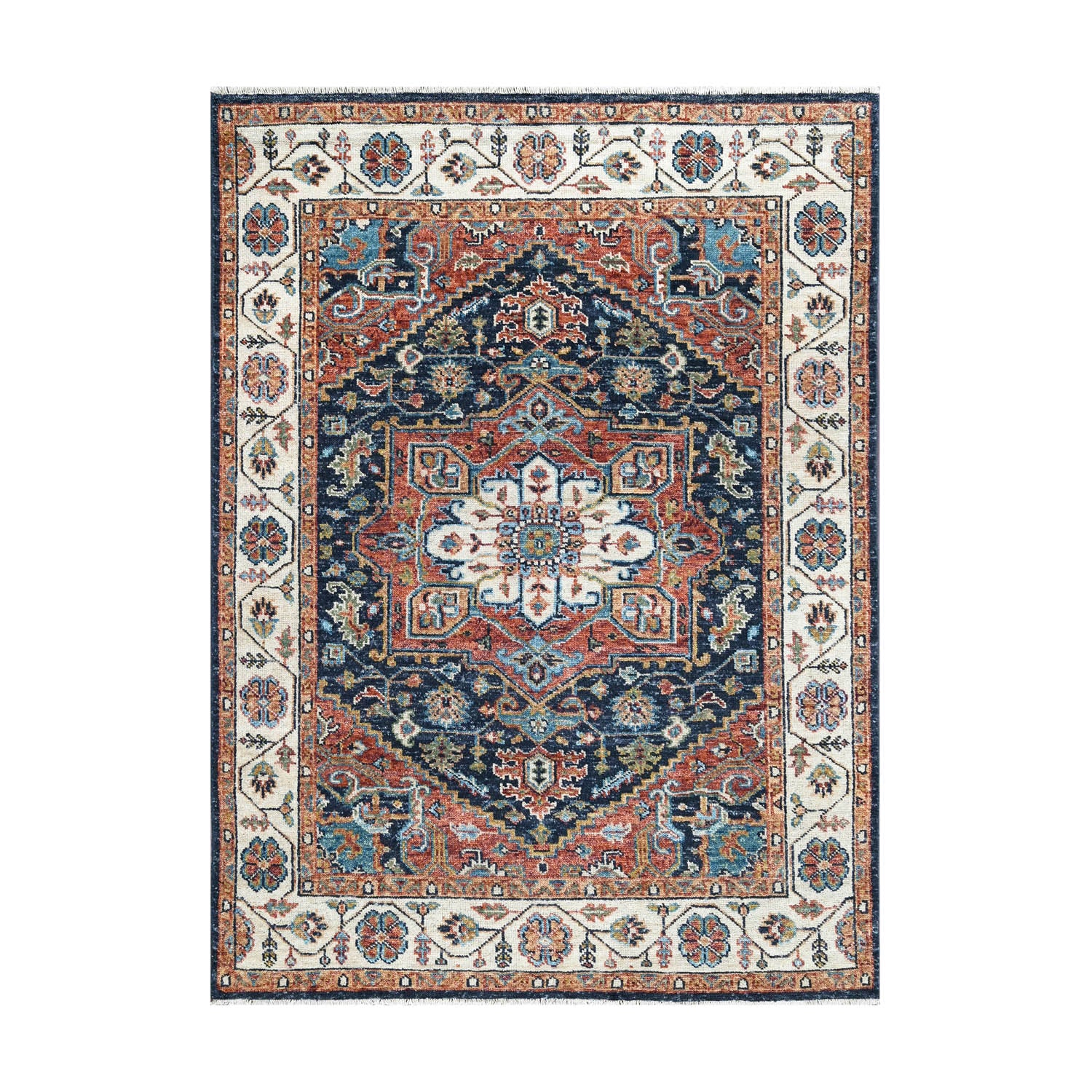 Ermino LoomBloom Multi Size Traditional Oushak Wool Oriental Area Rug in Navy