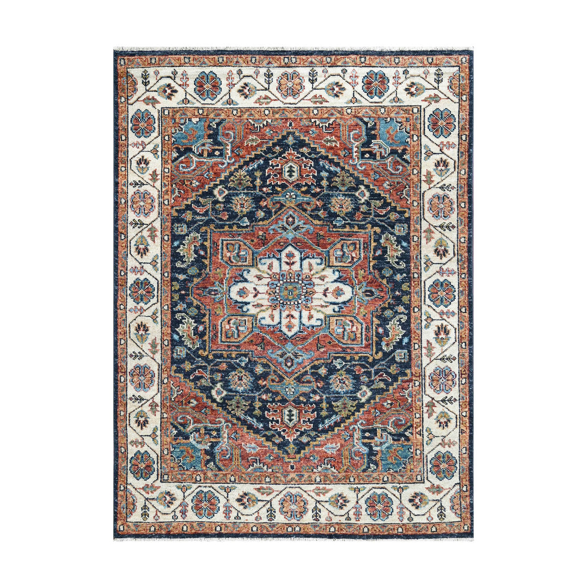LoomBloom Multi Size Traditional Oushak Wool Oriental Area Rug in Navy