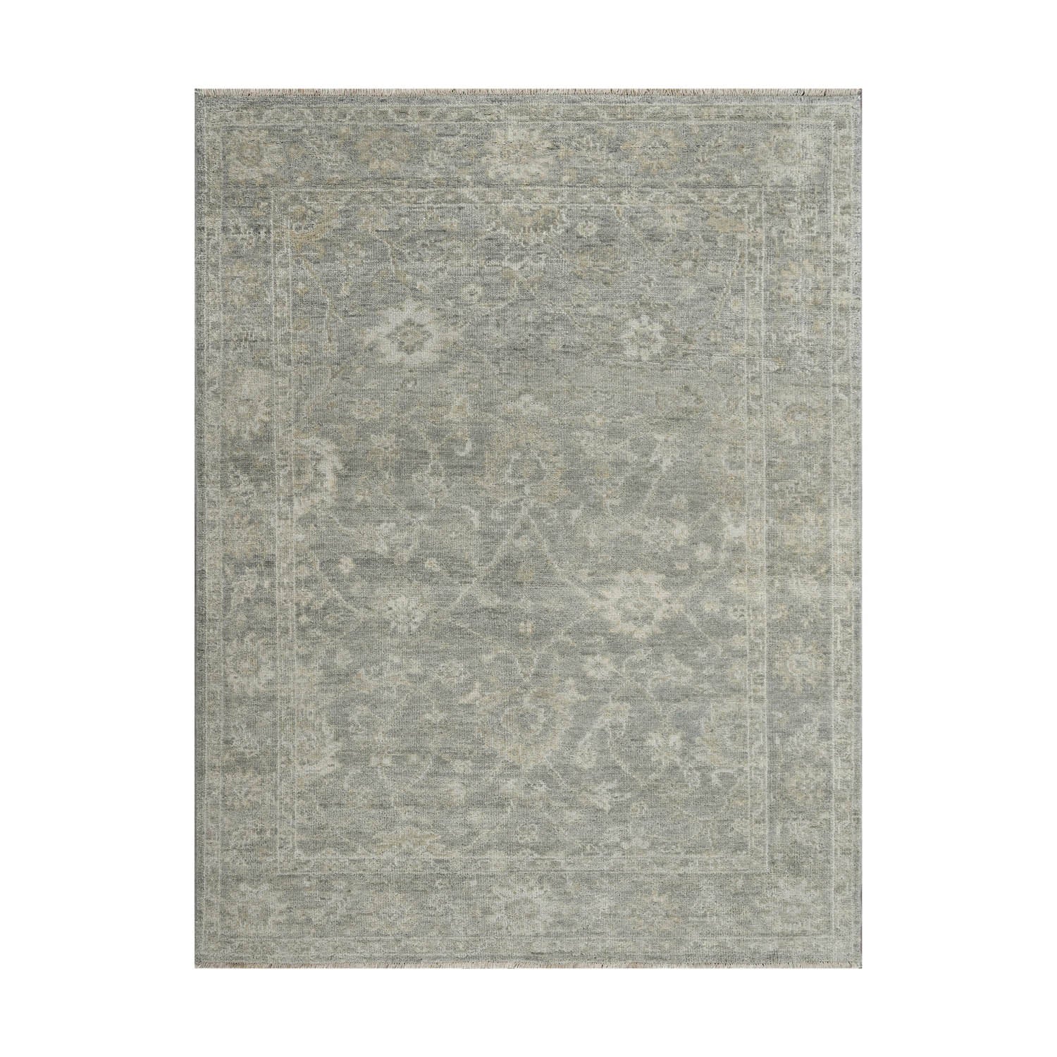 8x10 Moss, Beige, Gray Color Hand Knotted Oushak Wool Traditional Oriental Rug