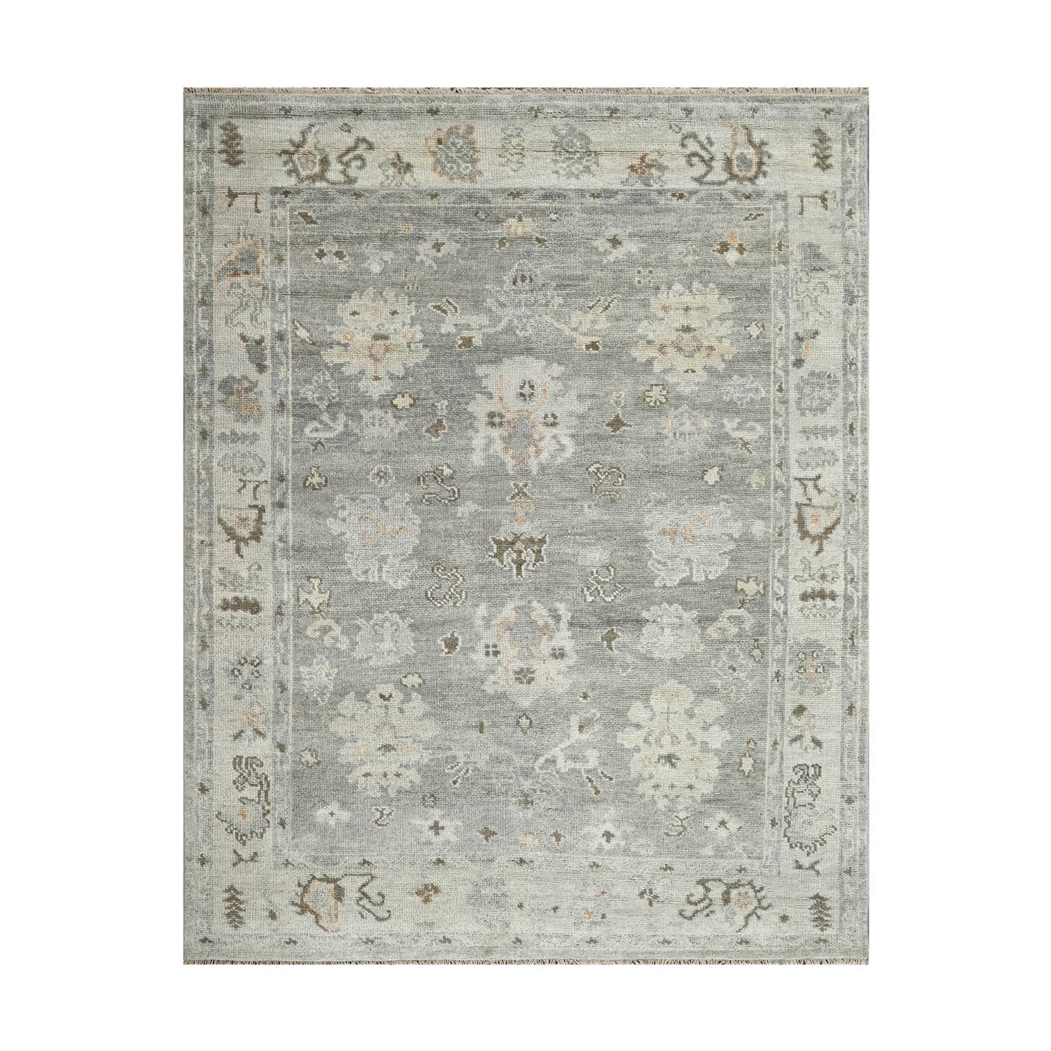 8x10 Gray, Beige, Muted Earth Tones Color Hand Knotted Oushak Wool Traditional Oriental Rug