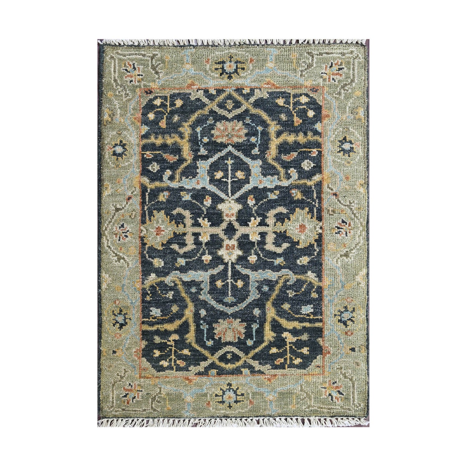 Starling LoomBloom Hand Knotted Traditional Oushak Wool Oriental Area Rug in Blue Multi Sizes