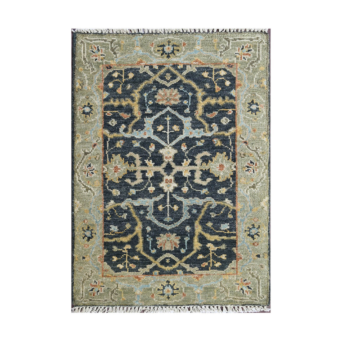 Starling LoomBloom Hand Knotted Traditional Oushak Wool Oriental Area Rug in Blue Multi Sizes