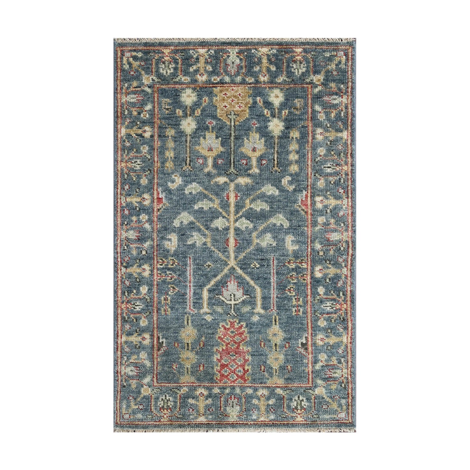 Lesesne LoomBloom Multi Size Slate Handmade Traditional Oushak Wool Area Rug