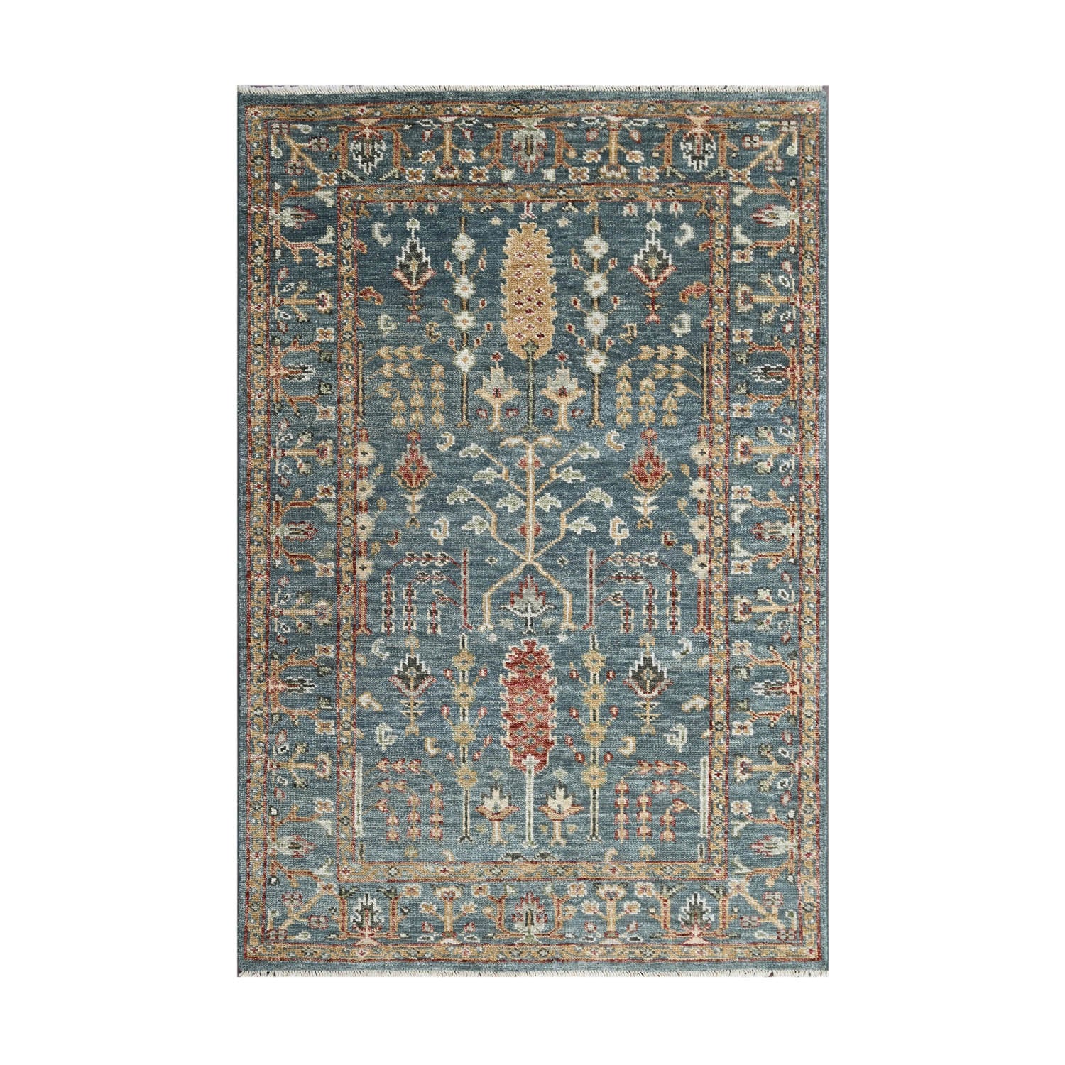 Lesesne LoomBloom Multi Size Slate Handmade Traditional Oushak Wool Area Rug