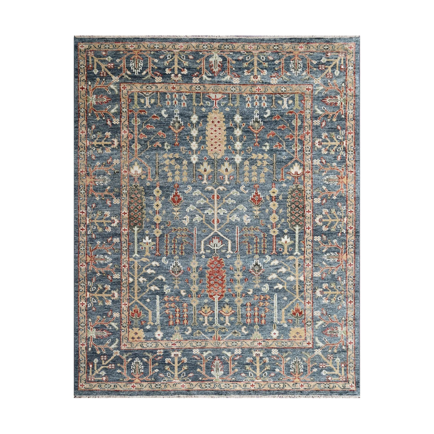 Lesesne LoomBloom Multi Size Slate Handmade Traditional Oushak Wool Area Rug