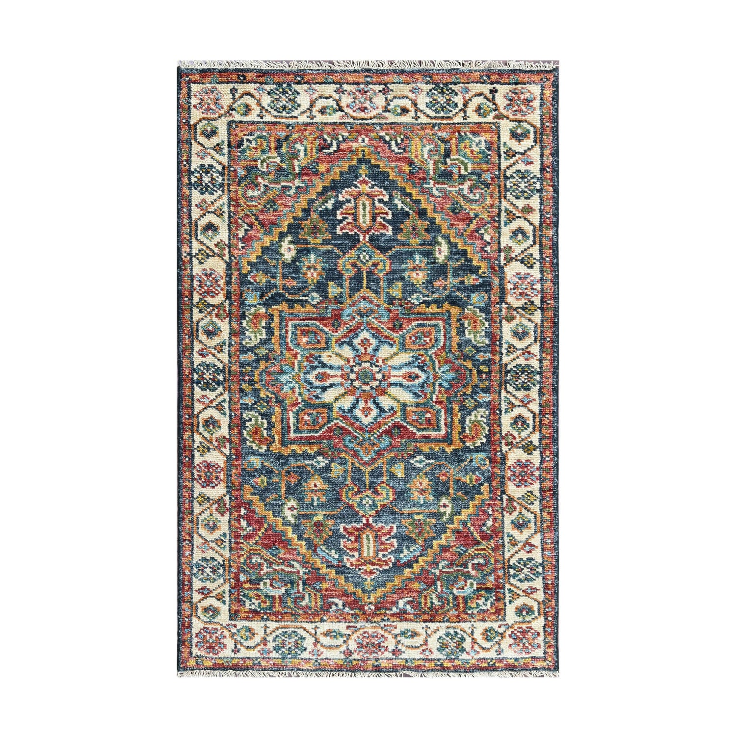 Ermino LoomBloom Multi Size Traditional Oushak Wool Oriental Area Rug in Navy