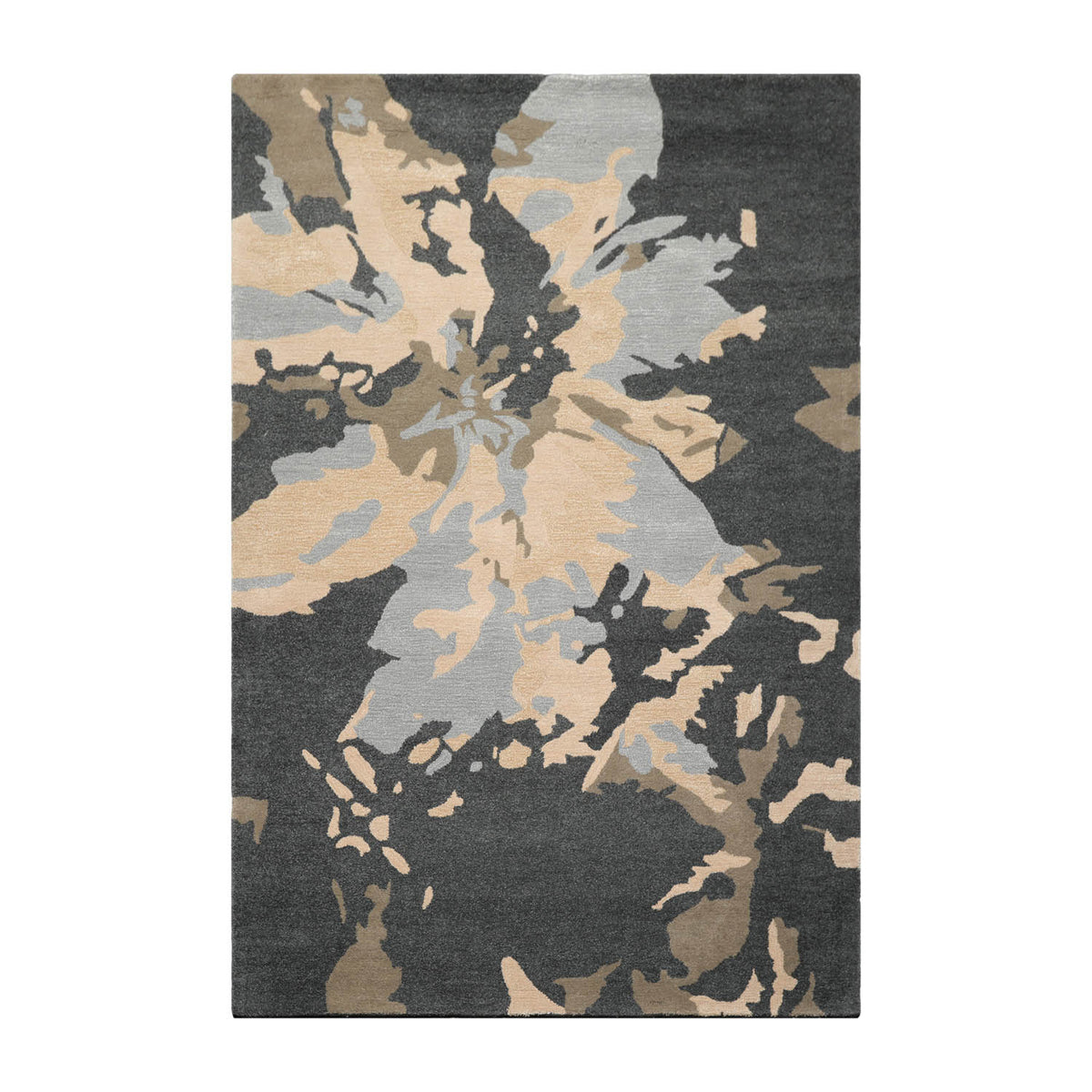 LoomBloom Modern Abstract Slate Gray 100% Wool & Bamboo Silk Hand Tufted Oriental Area Rug