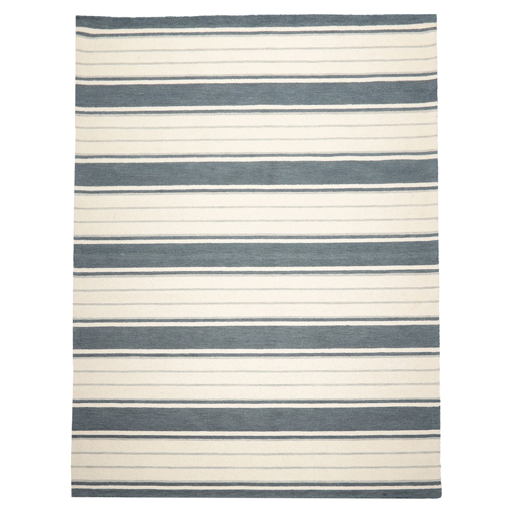 Multi Size Slate Cream Gray Color Hand Tufted Striped Wool Contemporary Oriental Rug