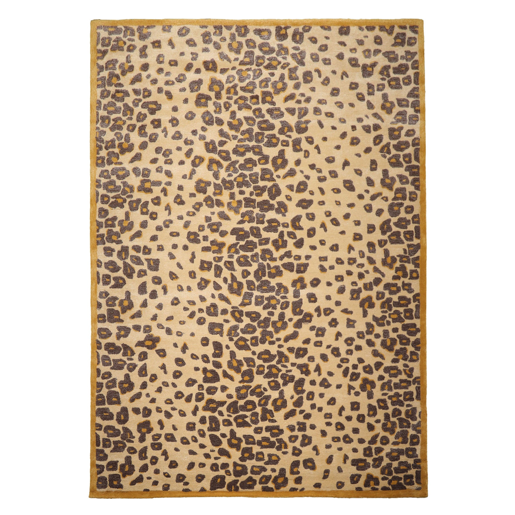 Jowaine Multi Sizes Warm Beige Wool and Bamboo Silk Oriental  Rug by LoomBloom Modern Leopard Print Hand Tufted Design