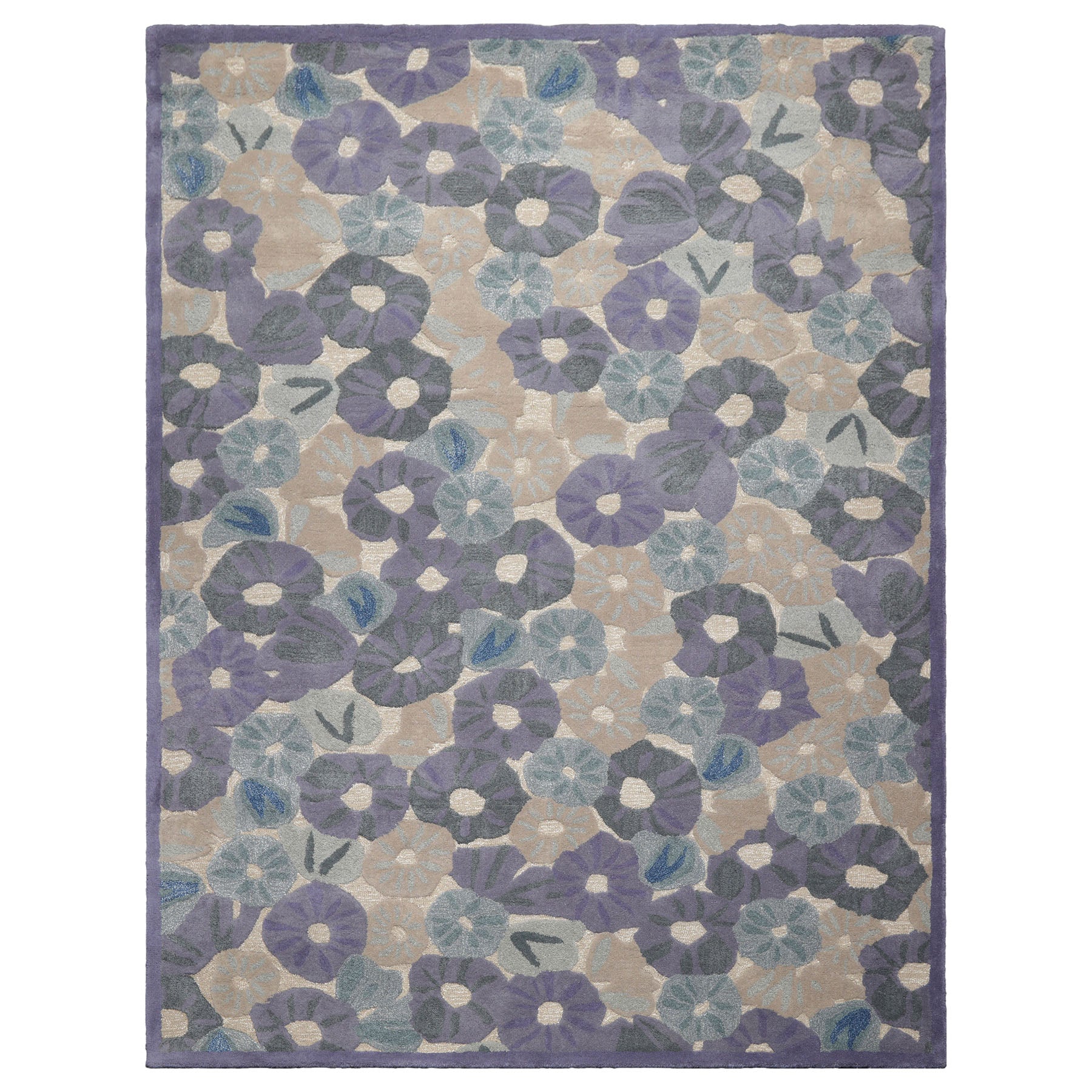 Frausto Multi Size Contemporary Botanical Denim Wool and Faux Silk LoomBloom Hand Tufted Oriental Style Rug