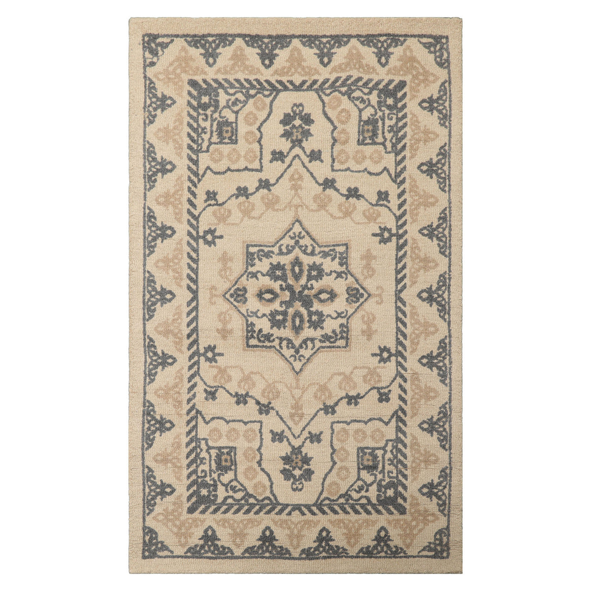Beige Traditional Heriz Hand Tufted Wool Runner LoomBloom Multi Sizes Geometric Oriental Area Rug