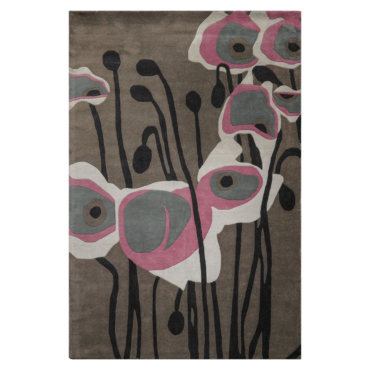 Multi Sizes Hand Tufted Greenish Gray Wool Oriental Area Rug by LoomBloom Modern Design