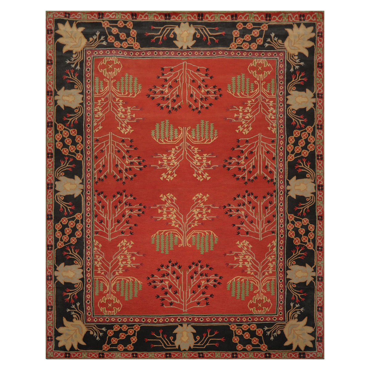 LoomBloom Multi Size Donegal Art & Crafts Transitional Wool Rug, Hand Tufted Multi Coral