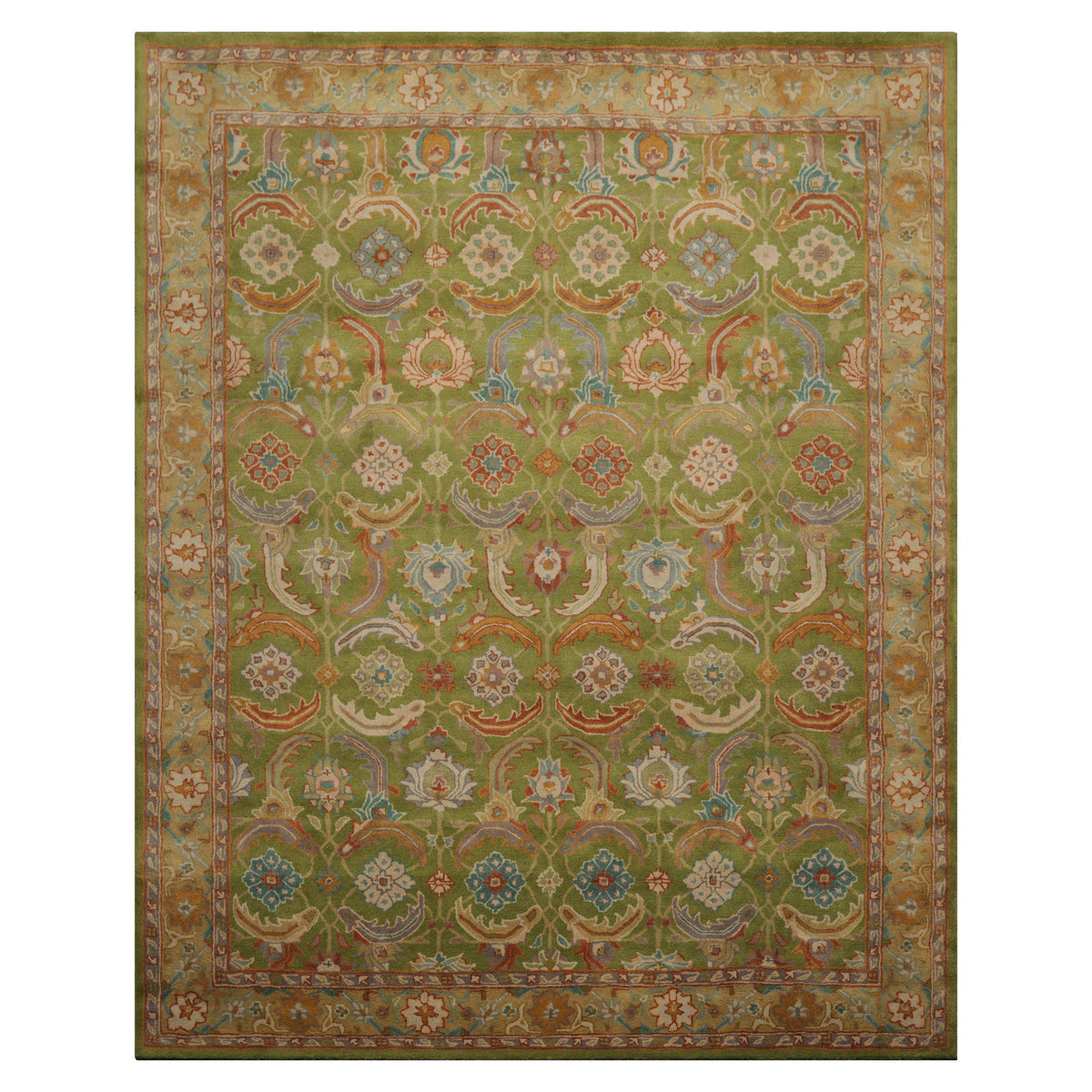 LoomBloom 8' x 10' Green Hand Tufted Wool Traditional Arts & Crafts Oriental Rug