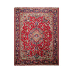 Spindell LoomBloom Traditional Red Wool Area Rug Tabriz Design Hand Knotted 10'x13'2"