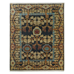 LoomBloom Multi Size Charcoal Hand Knotted Wool Arts and Crafts Stained Glass Oushak Oriental Area Rug