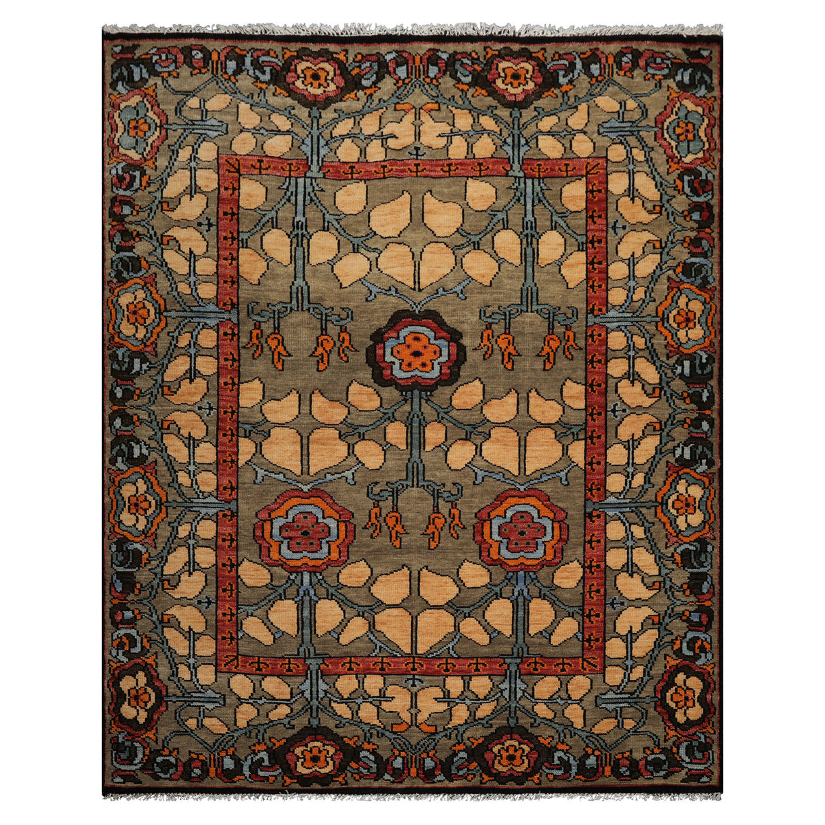 LoomBloom Multi Size Moss Hand Knotted Wool Arts and Crafts Stained Glass Oushak Oriental Area Rug