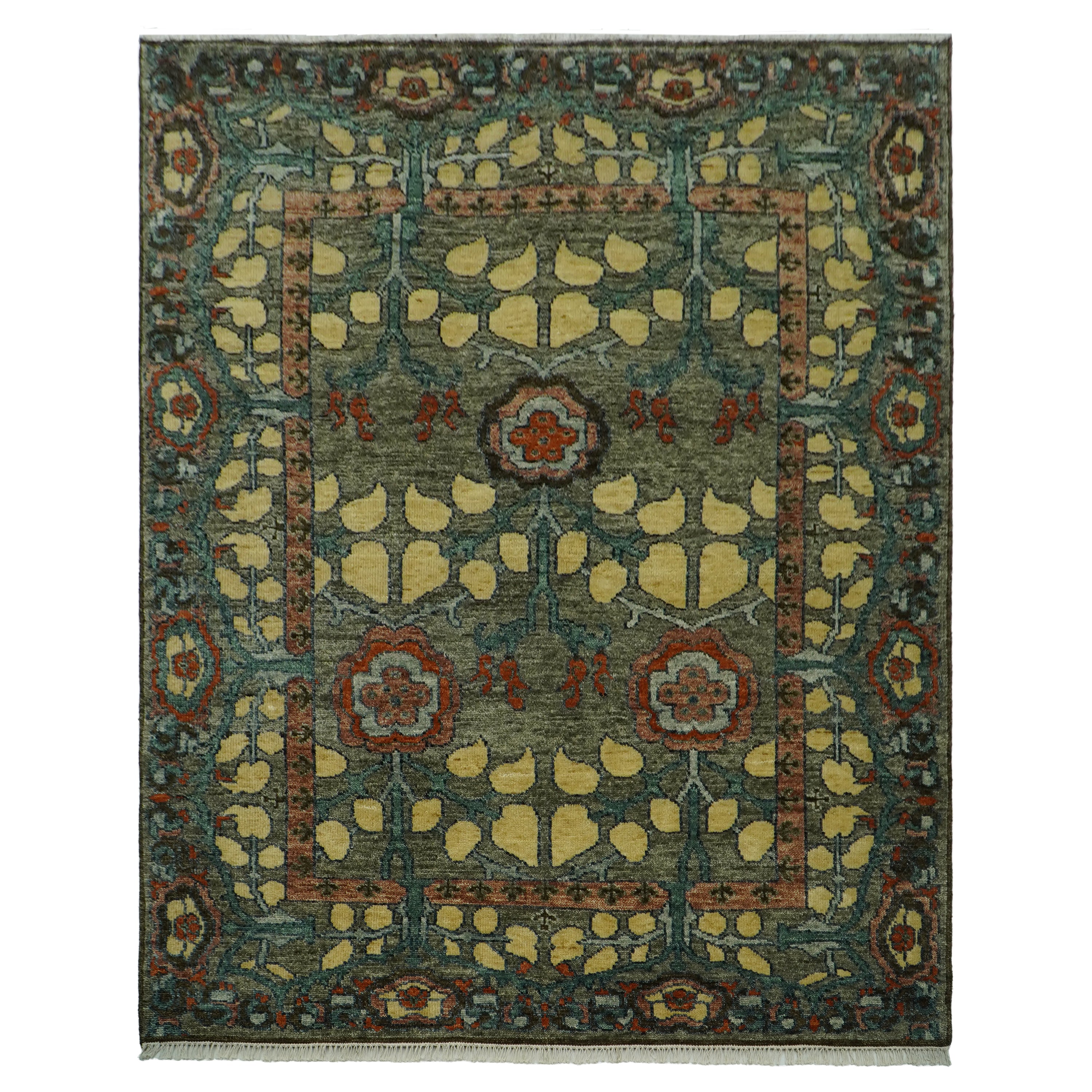LoomBloom Multi Size Moss Hand Knotted Wool Arts and Crafts Stained Glass Oushak Oriental Area Rug