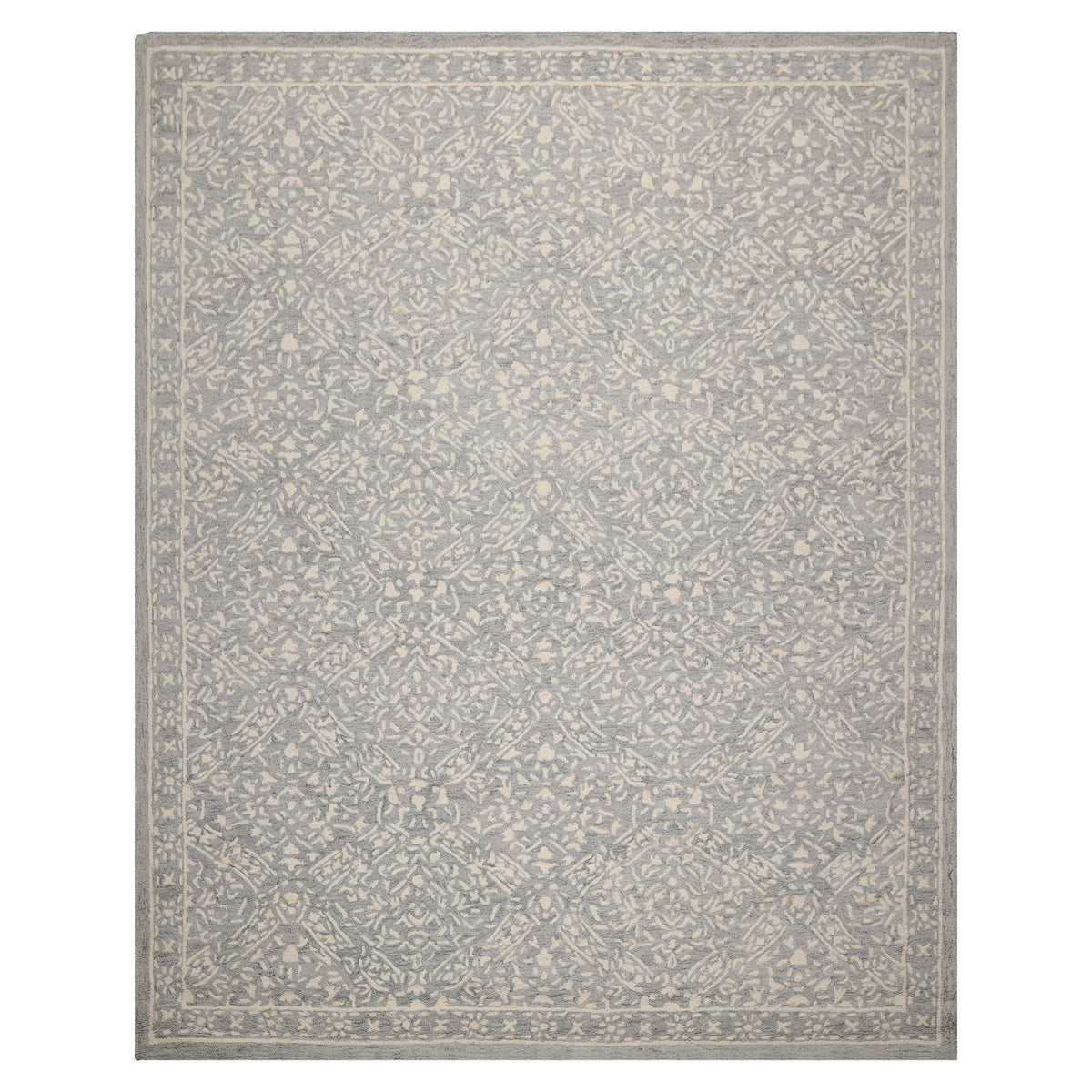 LoomBloom Multi Size Hand Hooked Wool Silver Transitional All-Over Oriental Area Rug