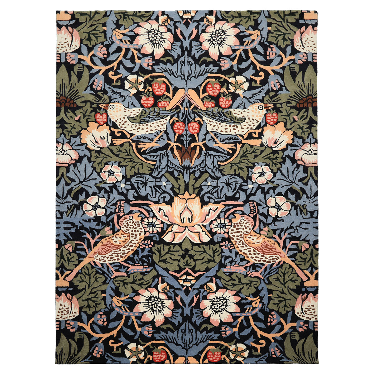 Multi Size Black Blue Ivory Color Hand Tufted William Morris Wool Arts & Crafts Oriental Rug
