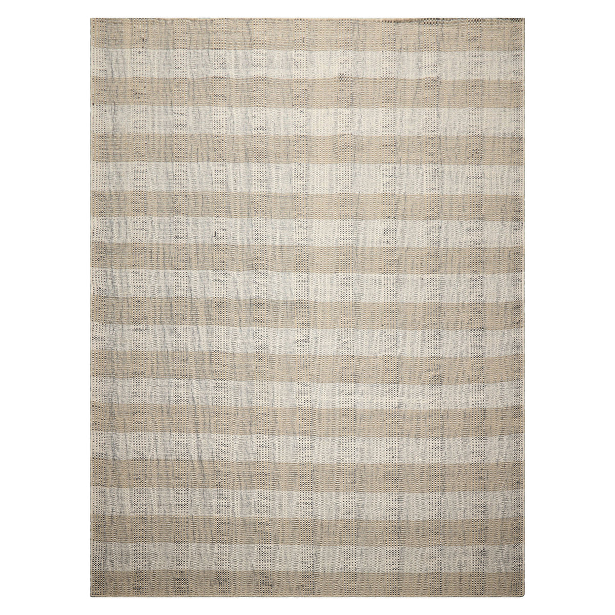 Multi Size Ivory Tan Black Color Hand Woven Flatweave Wool Modern Oriental Rug