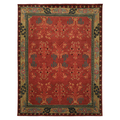 Multi Size Rose
 Pistachio Turquoise Color Hand Tufted Donegal Wool Traditional Oriental Rug