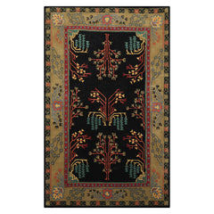 LoomBloom 5'x8' Black Hand Tufted Wool Rug with a Traditional Arts & Crafts Design
