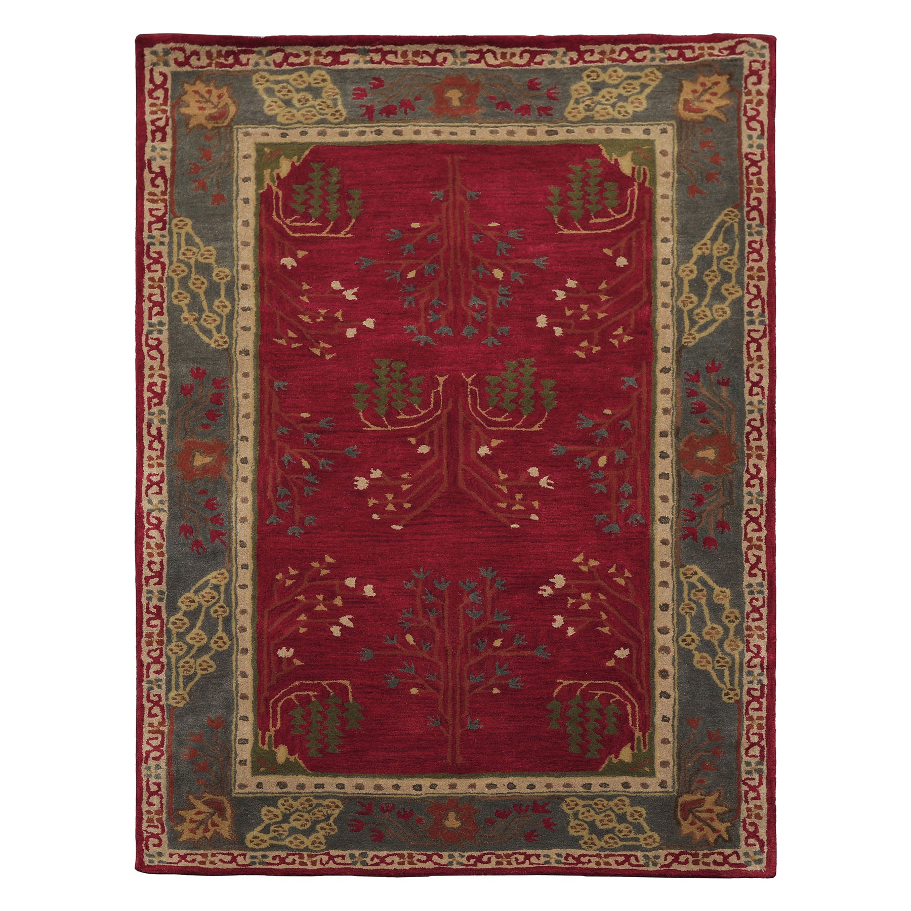 Multi Size Deep Magenta
 Celadon
 Beige
 Color Hand Tufted Donegal Wool Traditional Oriental Rug