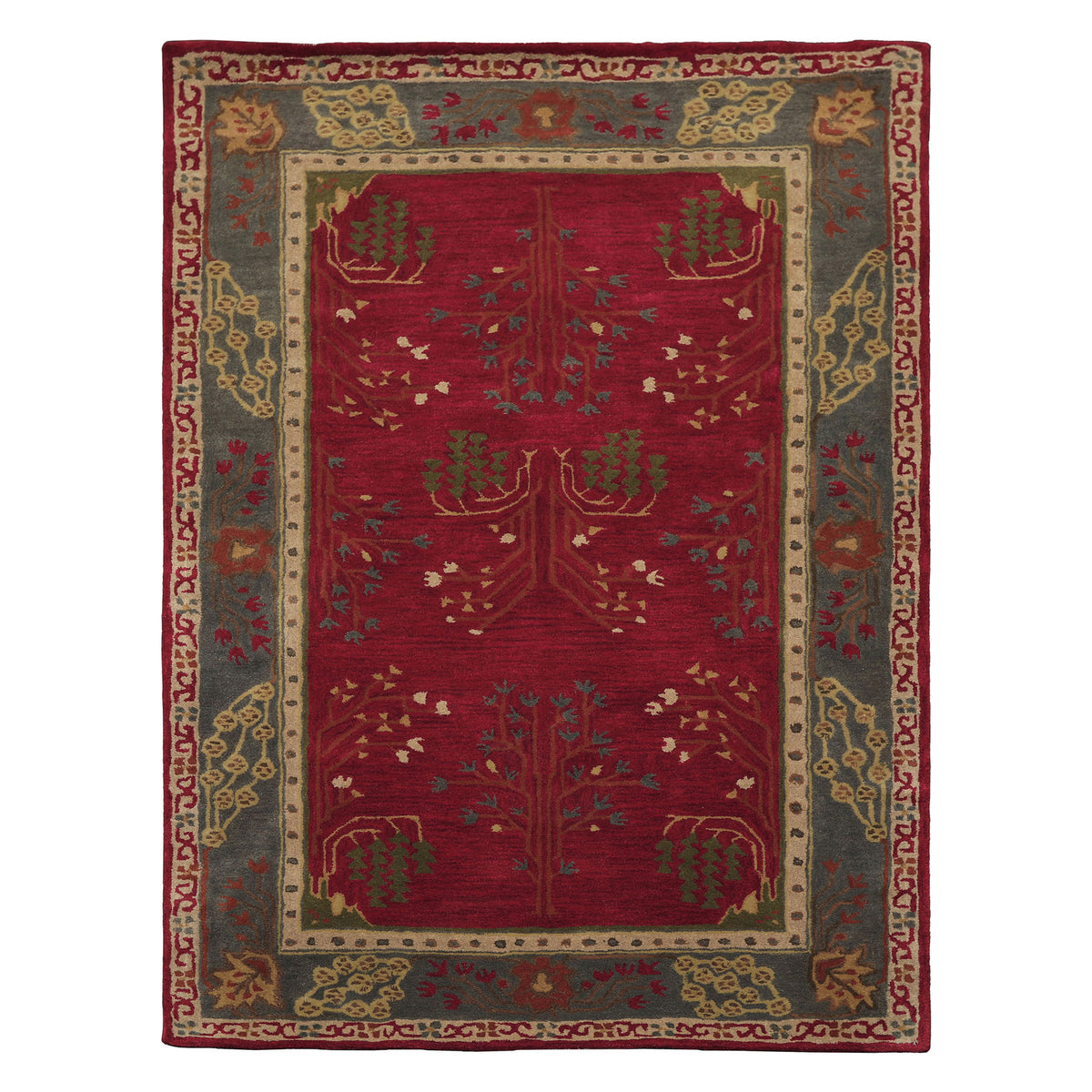 Multi Size Deep Magenta
 Celadon
 Beige
 Color Hand Tufted Donegal Wool Traditional Oriental Rug