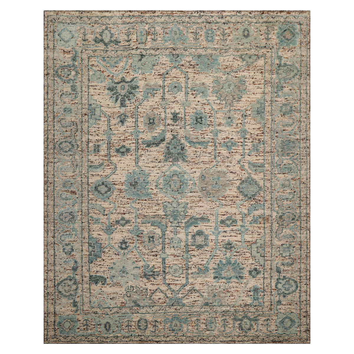 LoomBloom 8' x 10' Beige Hand Knotted Wool Transitional Arts & Crafts Oriental Rug