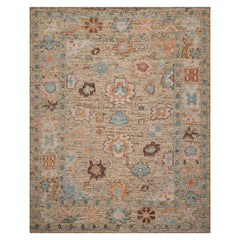 LoomBloom 8' x 10' Beige Hand Knotted Wool Transitional Arts & Crafts Oriental Rug